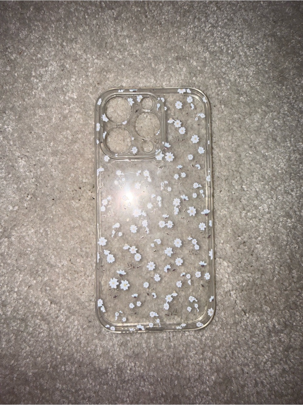 Clear Floral Phone Case with White Daisy Print